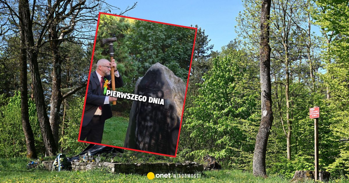 Pomnik UPA pod Hrubieszowem. Grzegorz Braun ruszył na niego z młotem