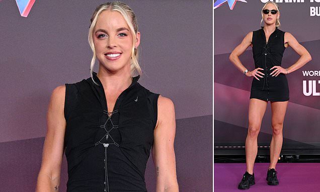 Olympian Keely Hodgkinson shows off her sculpted figure in a black mini dress on the red carpet ahead of the World Athl…