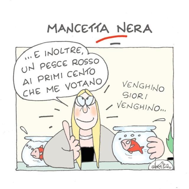 Il pesce rosso di Meloni: la vignetta di Ellekappa
