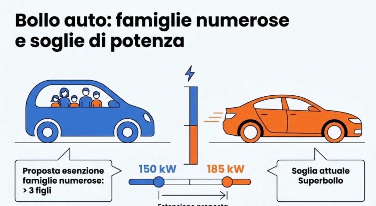 Bollo auto, cosa cambia per le famiglie numerose? «Già si pensa ad allargarlo a chi ha figli e agli autonomi»