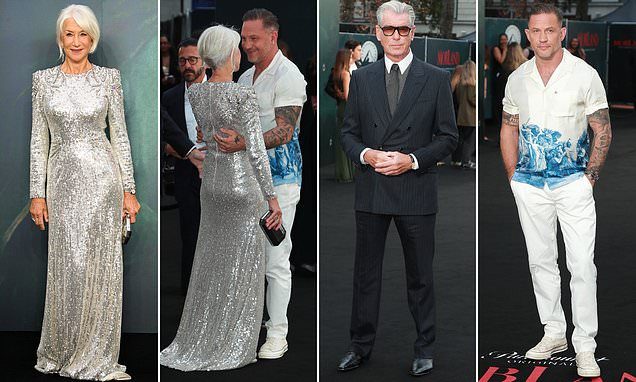 Helen Mirren, 81, sparkles as she cosies up to a very casual Tom Hardy at the MobLand season two premiere in London - a…