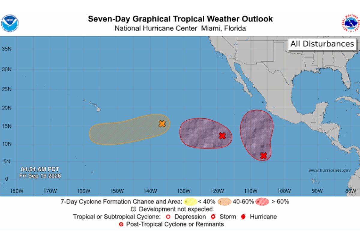 Map Shows Multiple Tropical Threats Across Atlantic and Pacific Amid El Niño