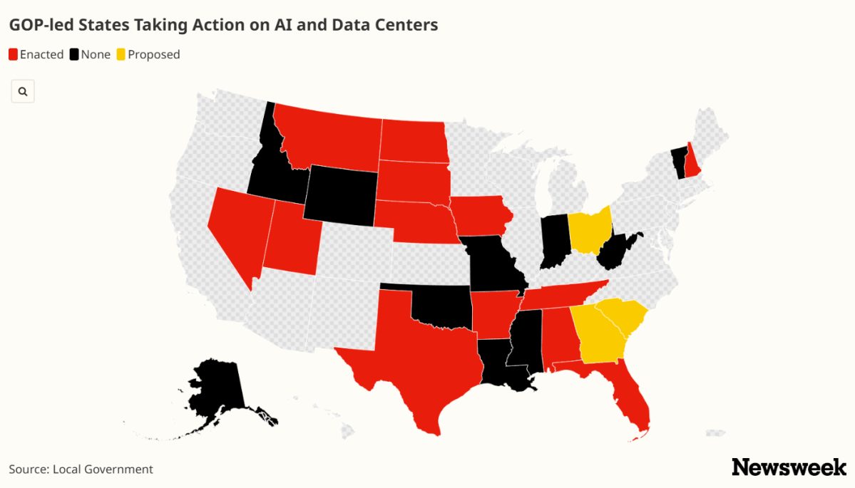 Map Shows GOP-Led States Cracking Down on AI as Trump Rallies Behind Tech