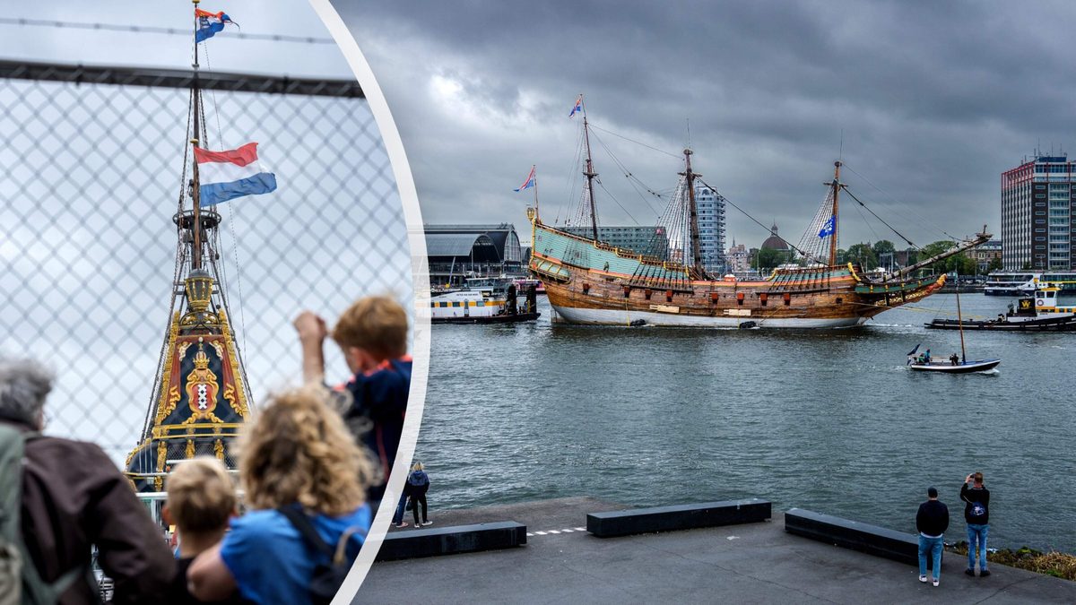 Scheepsbouwmeester Willem Vos (93) zwaait ’zijn’ Batavia uit op de laatste reis over water: ’Zo mooi, zijn kinderen en…