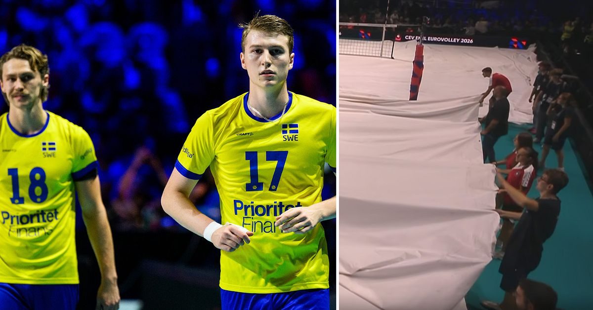 Sveriges utomhusmatch i volleyboll-EM igång efter regnet
