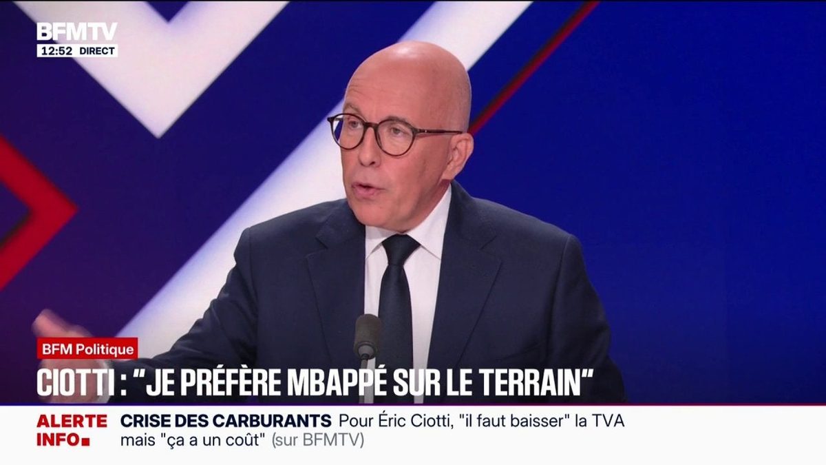 Éric Ciotti, président de l'UDR et maire de Nice: "Je préfère Kylian Mbappé sur le terrain, que dans le commentaire pol…