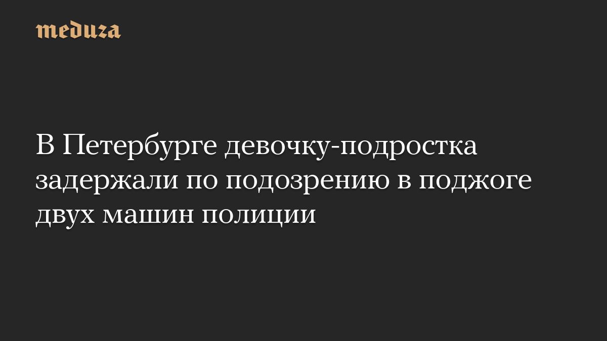 В Петербурге девочку-подростка задержали по подозрению в поджоге двух машин полиции