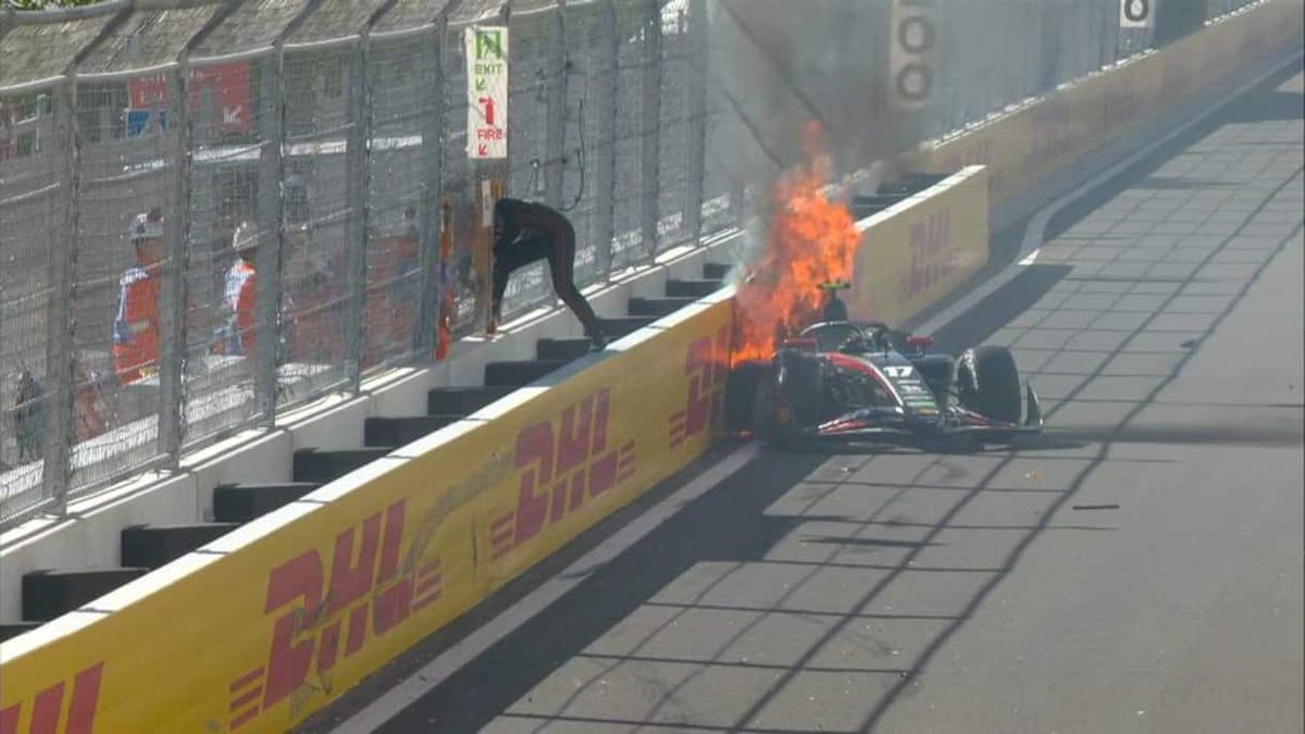 Paura in F2 a Madrid: incidente e macchina in fiamme