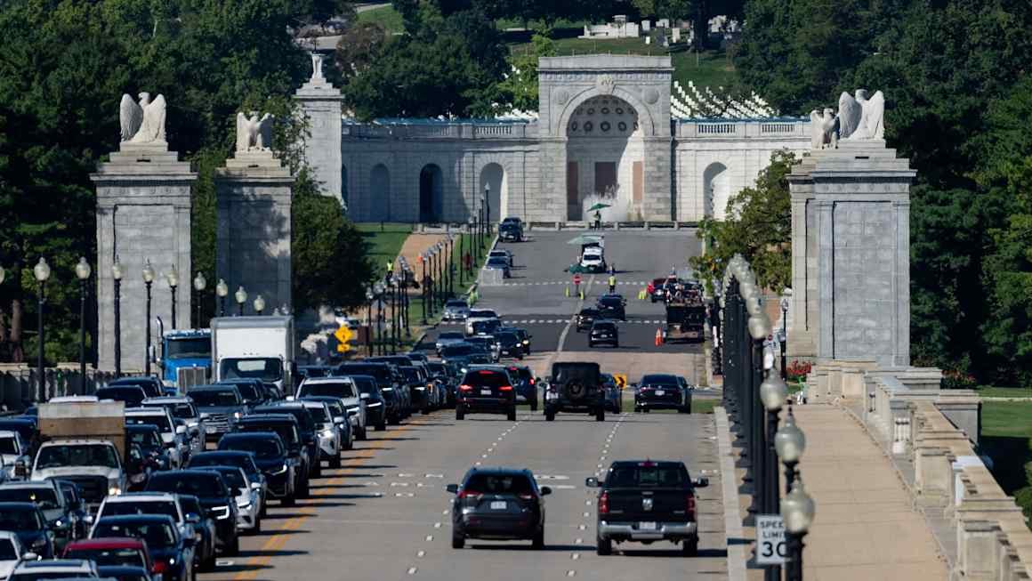 Trump says 250ft arch will be ‘military complex’ with drones and snipers