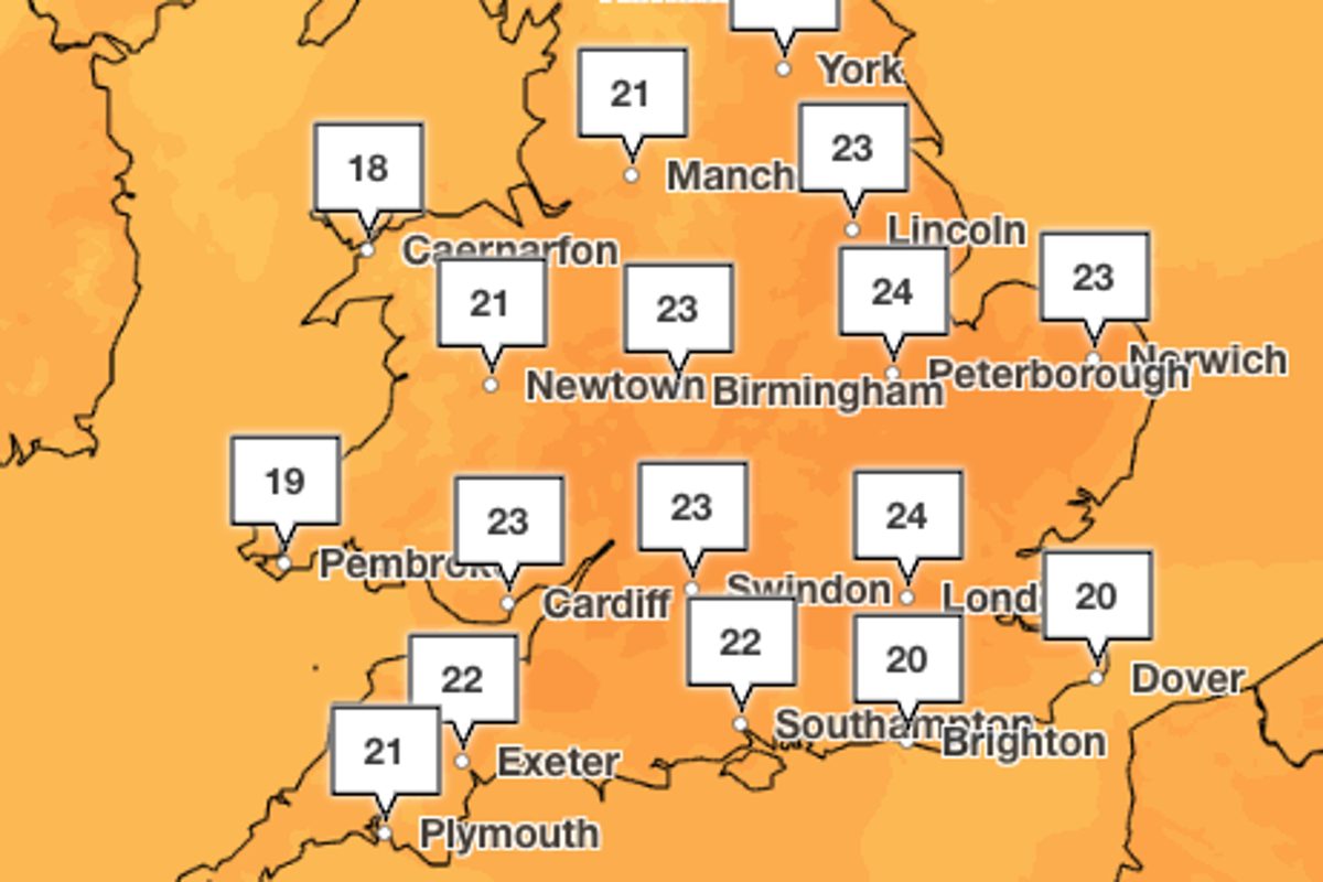 Weather mapped: Where temperatures could hit 24C in final blast of summer sun