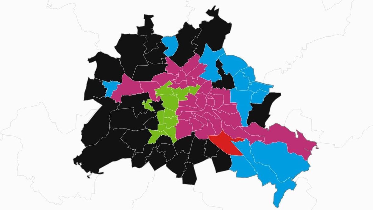 Berlin: Karte mit den Ergebnissen der Abgeordnetenhauswahl 2026