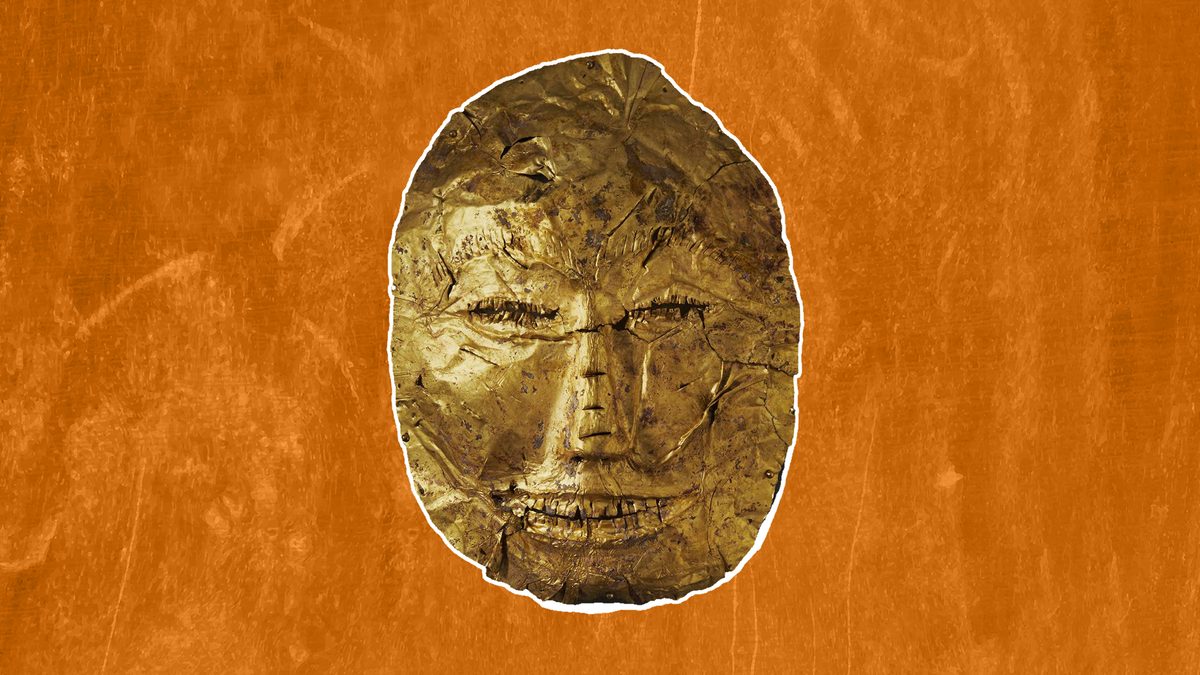 Funeral mask: A 2,000-year-old gold face covering designed to confuse the deceased's spirit so it didn't torment the li…