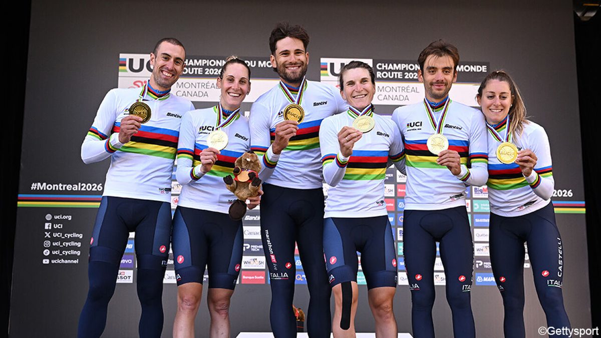 Dan toch een regenboogtrui voor Filippo Ganna: sterk Italiaans zestal viert eerste wereldtitel in de mixed relay