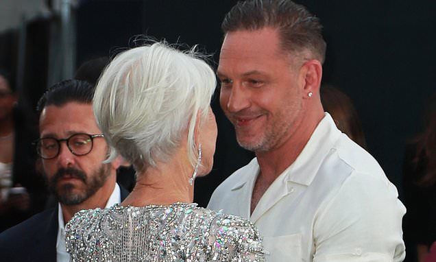 Tom Hardy and Helen Mirren's post-hug pose resembles the face-off boxers perform to intimidate opponents before a big f…