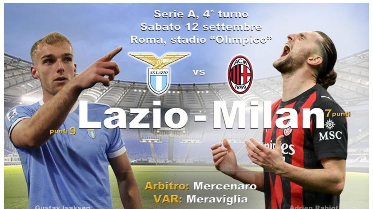 Serie A: Lazio-Milan in campo sabato alle 18 DIRETTA