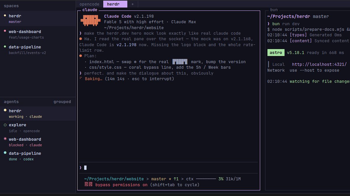 Herdr: Terminal-Multiplexer sortiert Flotten von Coding-Agenten
