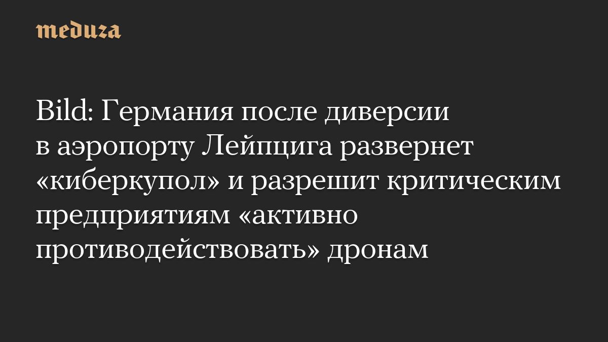 Bild: Германия после диверсии в аэропорту Лейпцига развернет «киберкупол» и разрешит критическим предприятиям «активно…