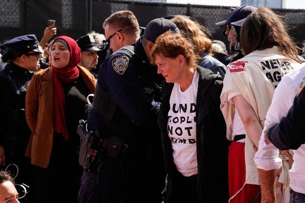 Actress Susan Sarandon among 100 protesters detained outside UN