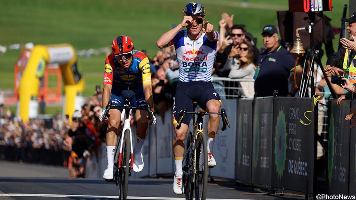 Remco Evenepoel staat er meteen en prikt iedereen op zijn vork in de GP van Québec