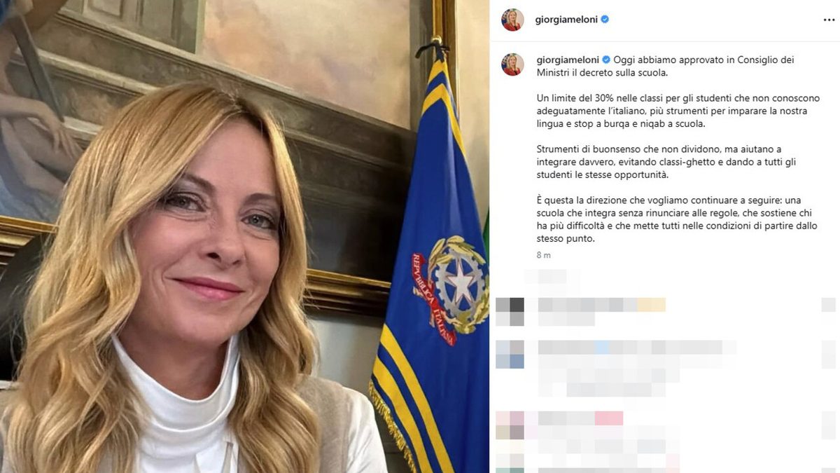 Meloni: 'Con il tetto evitiamo classi-ghetto, non cacciamo i bimbi stranieri'