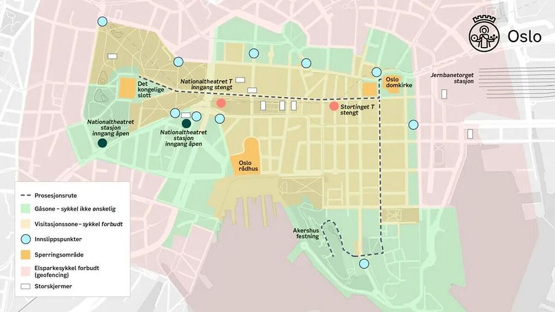 Her kommer du deg innenfor sikkerhetssonen i Oslo på gravferdsdagen