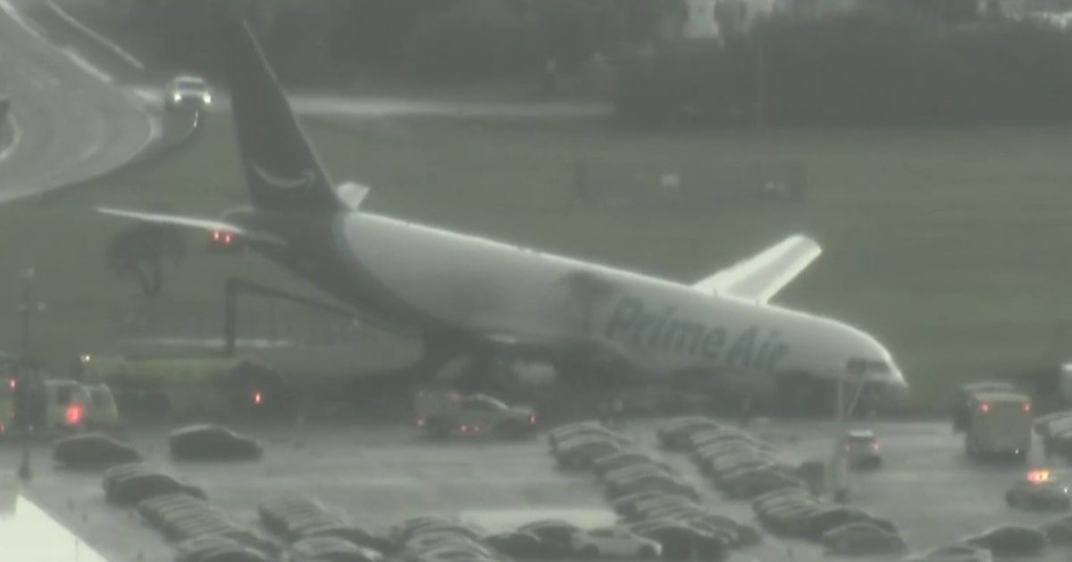 Amazon plane crashes after overrunning runway in Miami