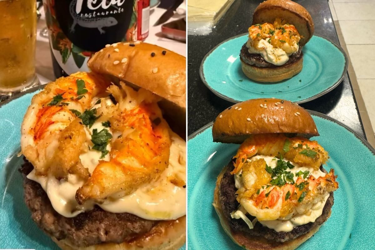 Hambúrguer com lagosta: restaurante no litoral de SP combina carne Angus com cauda na manteiga de ervas