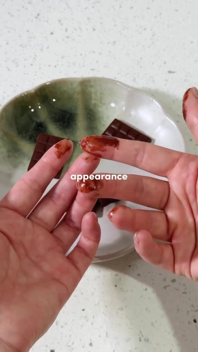 Chocolate Tempering 🍫 Did you know? Tempered chocolate is set firm, shiny, and snaps when broken into. While untempere…
