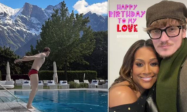 Alison Hammond, 51, swoons over shirtless video of her 6ft 10" Russian model boyfriend David Puttnam, 29, diving into s…