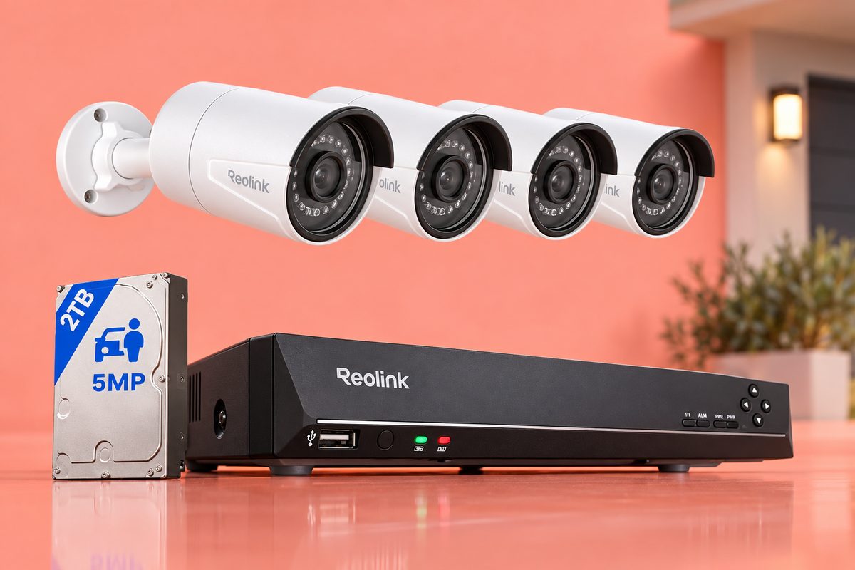 Quattro telecamere Reolink 5MP registrano 24/7, il kit costa 467,49€