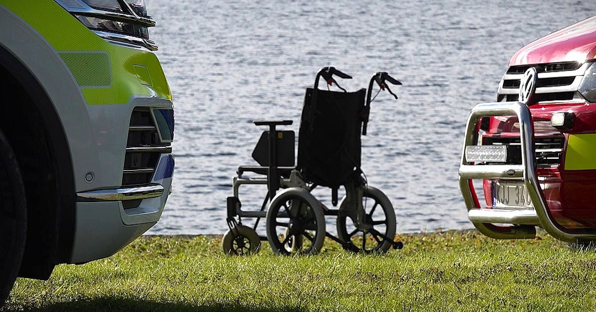Tom rullstol vid vattnet orsakade utryckning i Lugnvik