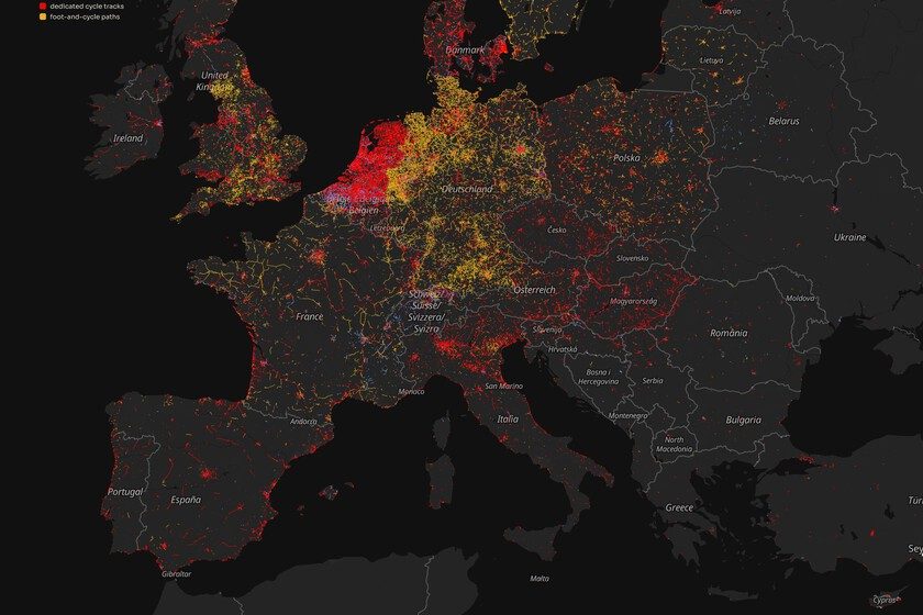 El mapa del carril bici en Europa deja algo claro: desplazarse en dos ruedas en España es un milagro