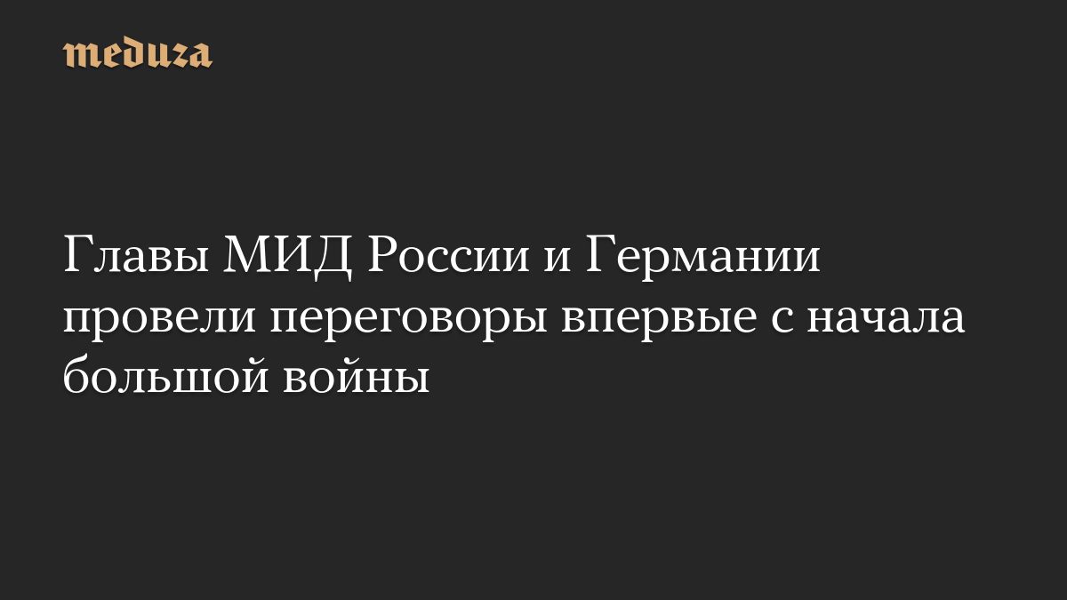 Главы МИД России и Германии провели переговоры впервые с начала большой войны