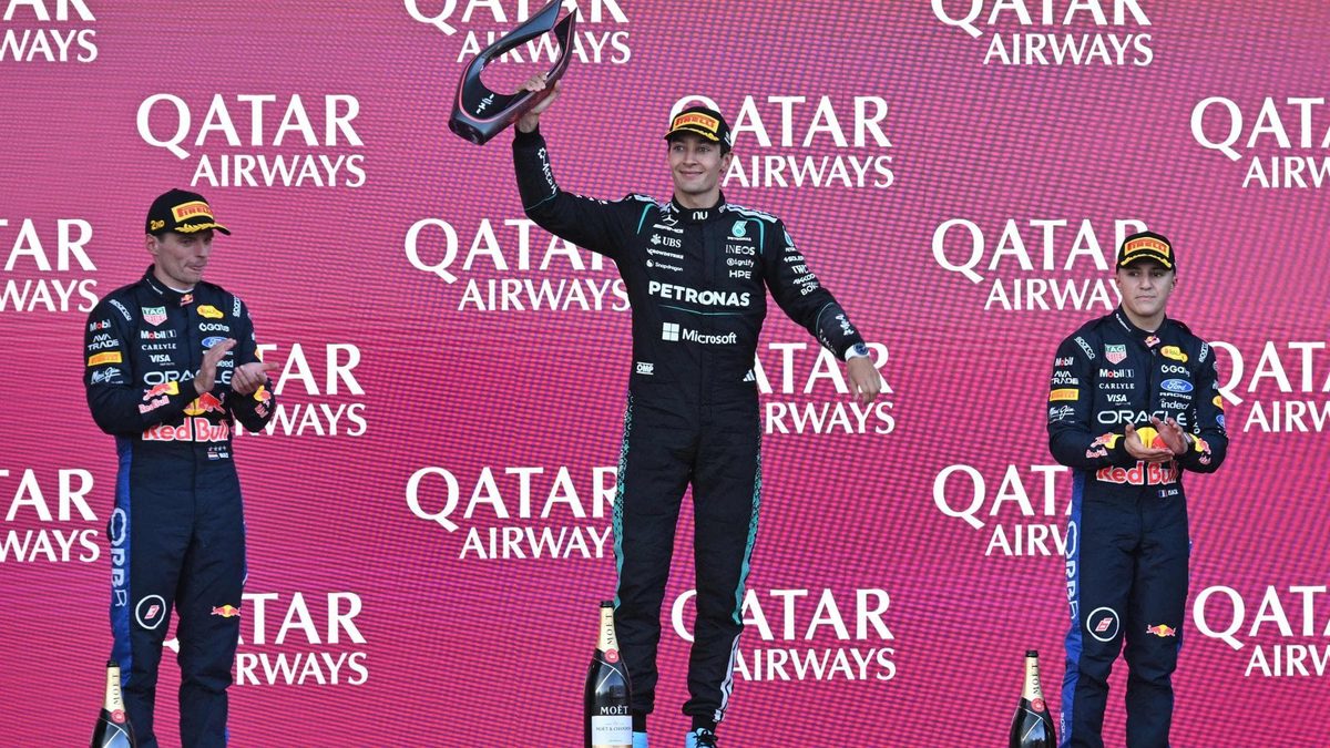 Russell vince a Baku davanti a Verstappen. Antonelli da 16° a 5°, Ferrari giù dal podio