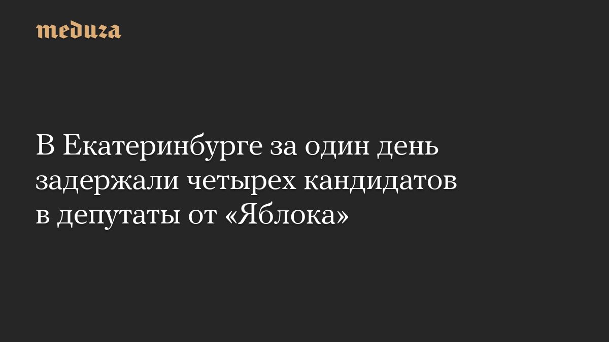 В Екатеринбурге за один день задержали четырех кандидатов в депутаты от «Яблока»