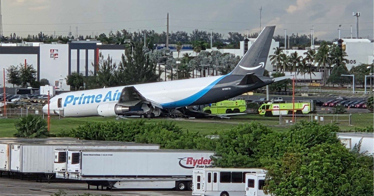 One of the vehicles hit by Amazon cargo plane in Miami had seven people on board, NTSB official says