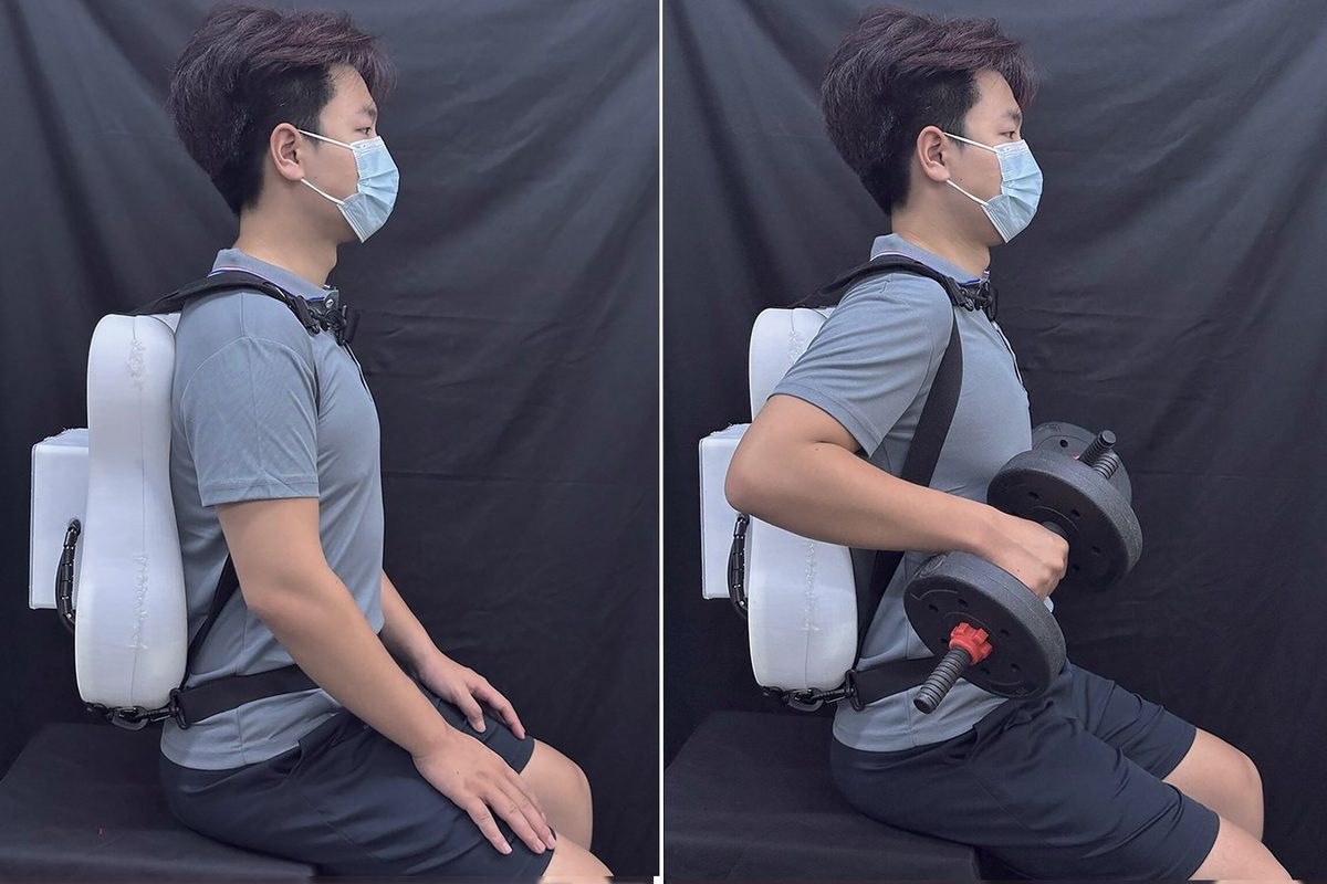 Backpack massages muscles when it detects they’re fatigued