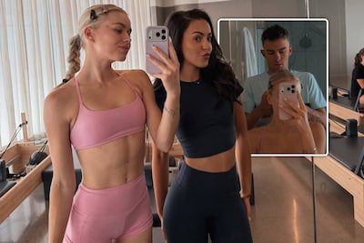 “Nu we hier toch zijn”: Anna Eikendal en Oumi Rayane, partners van Thibau Nys en Remco Evenepoel, doen samen pilates in…