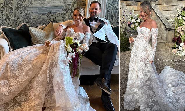 Alan Shearer's daughter Chloe is married! Bride stuns in a strapless lace gown as she ties the knot to rugby star Micky…
