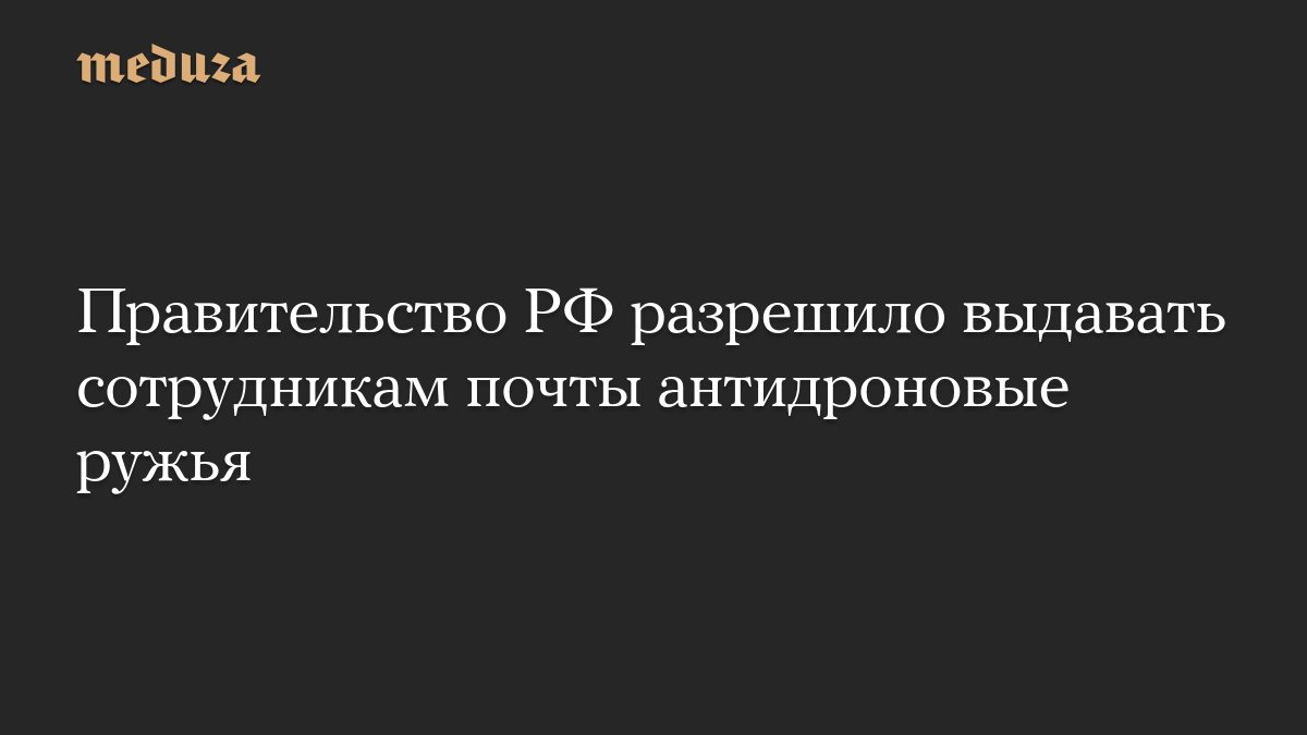 Правительство РФ разрешило выдавать сотрудникам почты антидроновые ружья