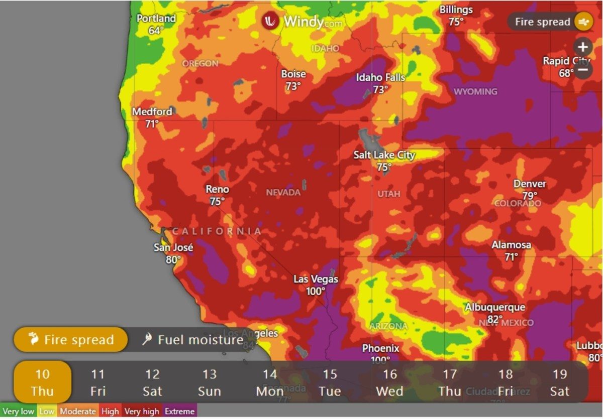 Nearly All of Nevada Under Fire Weather Warnings: Live Tracker Maps