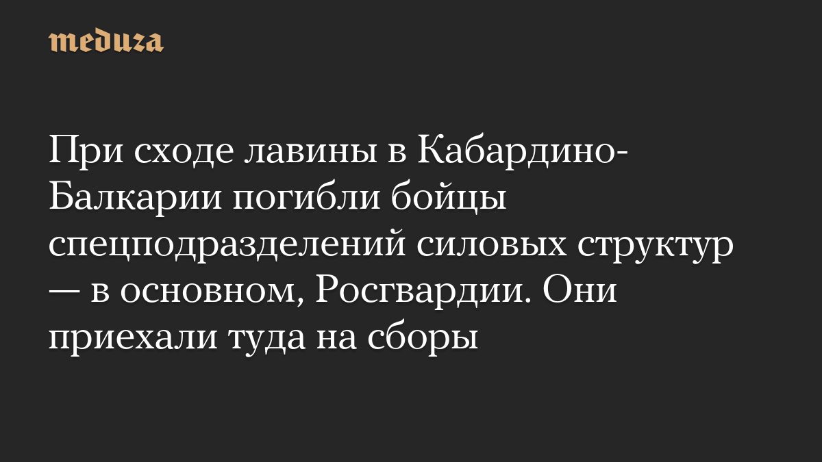 При сходе лавины в Кабардино-Балкарии погибли бойцы спецподразделений силовых структур — в основном, Росгвардии. Они пр…