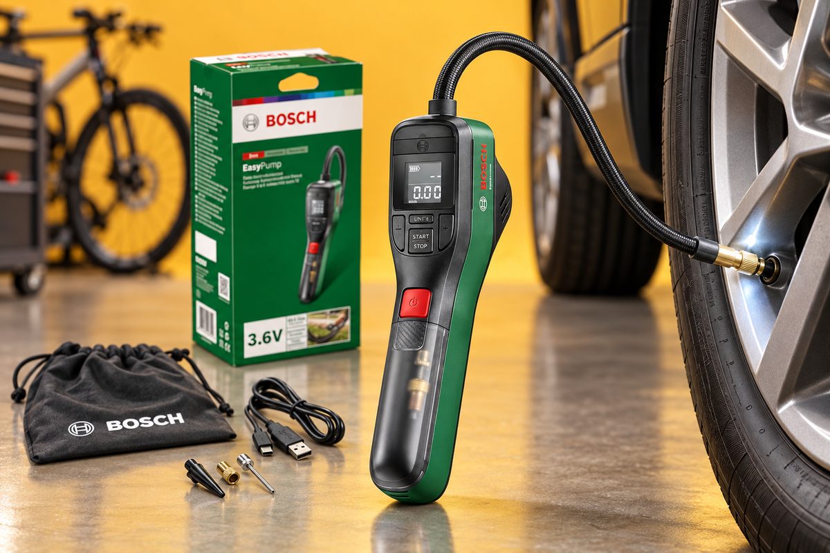 Bosch EasyPump a 56,99€ gonfia auto e bici e si ferma da solo