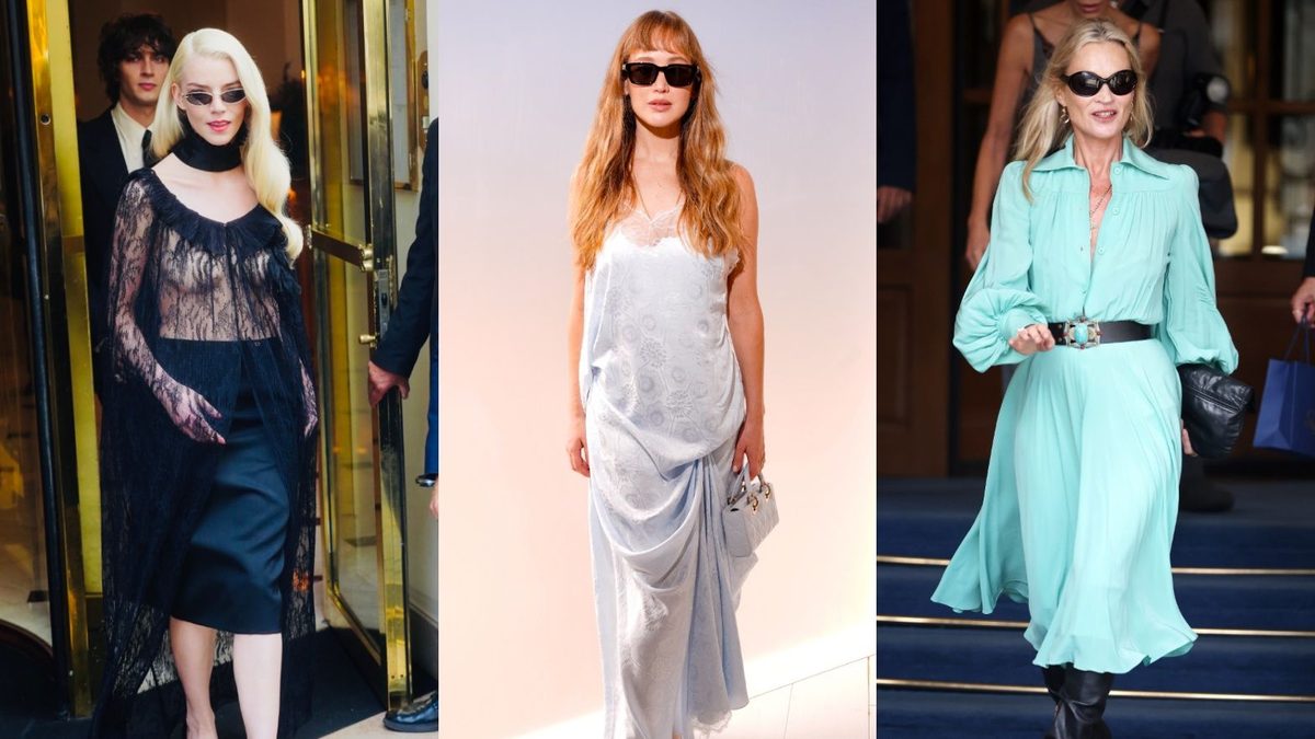 Gwiazdy zmierzają na pokaz Diora: półnaga Anya Taylor-Joy, Kate Moss w turkusowej sukience, Jennifer Lawrence w błękici…