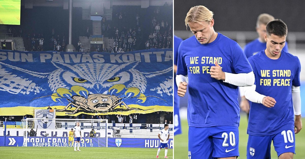 Finlands protest inför Nations League-matchen mot Belarus