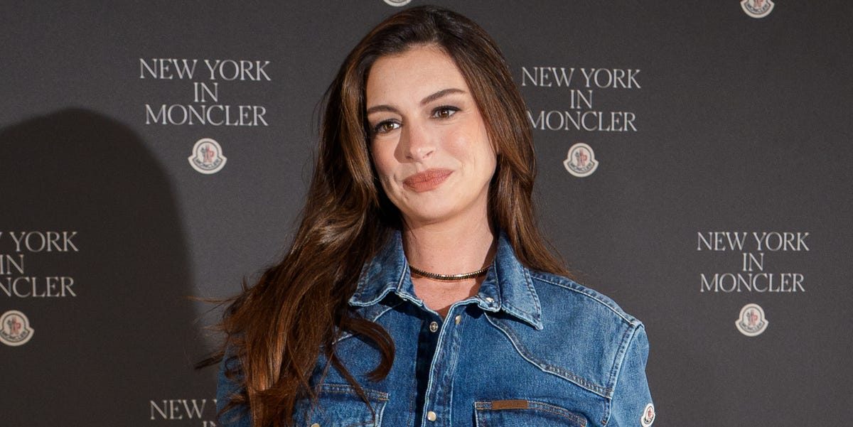 Anne Hathaway Gives the Denim-on-Denim Uniform the Maternity-Style Treatment