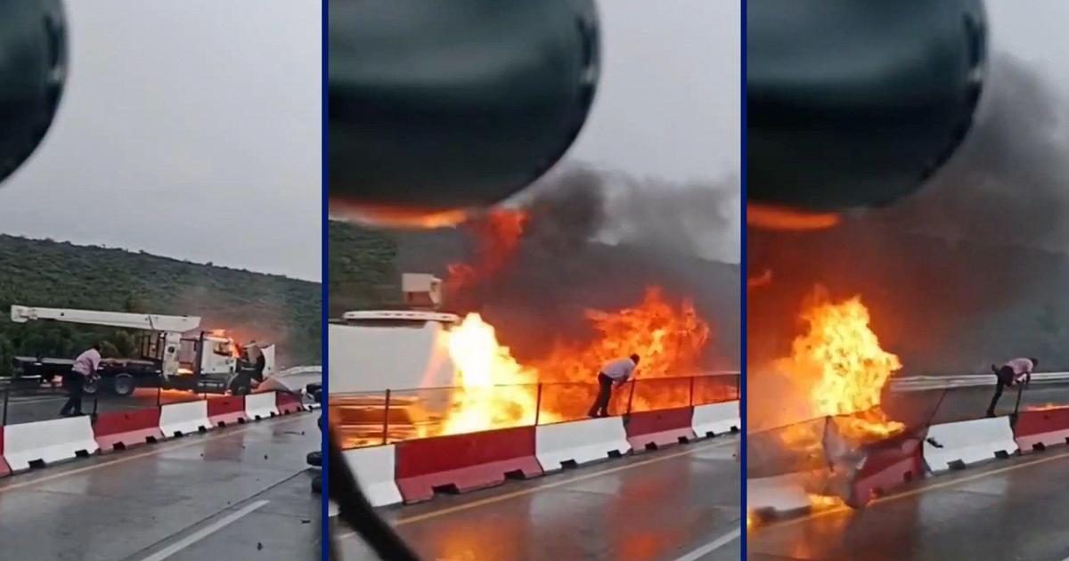 Lo spettacolare video di un incidente stradale, un uomo si salva saltando il jersey