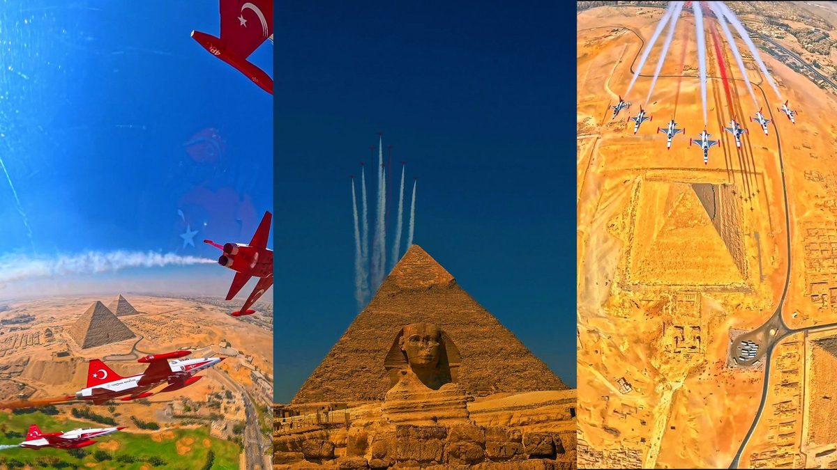 Turkish jets perform dramatic flyover above Egypt’s pyramids