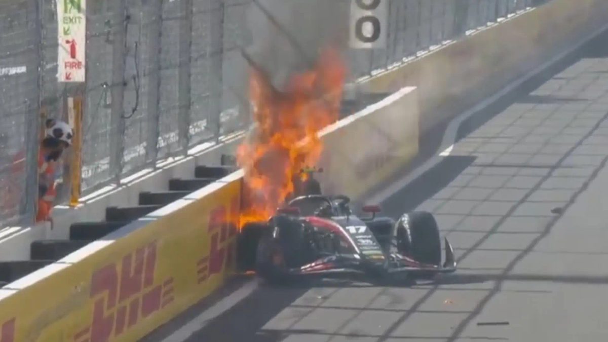 Madring vive un estreno accidentado que pone en alerta a los pilotos: un coche incendiado y muchos sustos