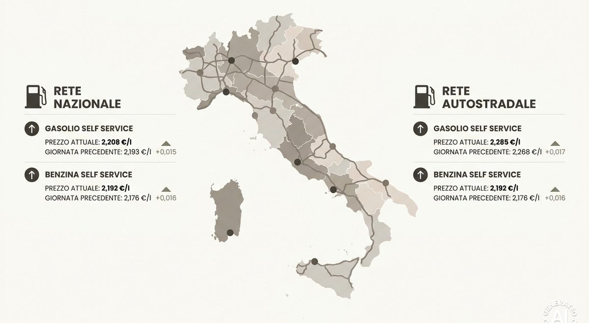 Benzina, nuovo record in autostrada: sfiorati i 2,20 euro al litro. Diesel fino a 2,29